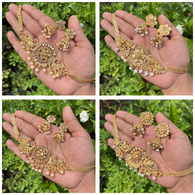 Premium Gold Plated Pearl Necklace Set for Women